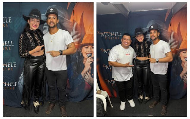 Na Foto com a Cantora Michele Freire a Capixaba os Amigos da Cantora o Influenciador Thiago Capixaba, aparece para poder prestigiar, junto a emissora Guarapari Acontece do Júnior Reis.